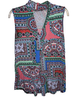 Sonoma Goods For Life Patchwork Tile Mock Neck Tank Top M